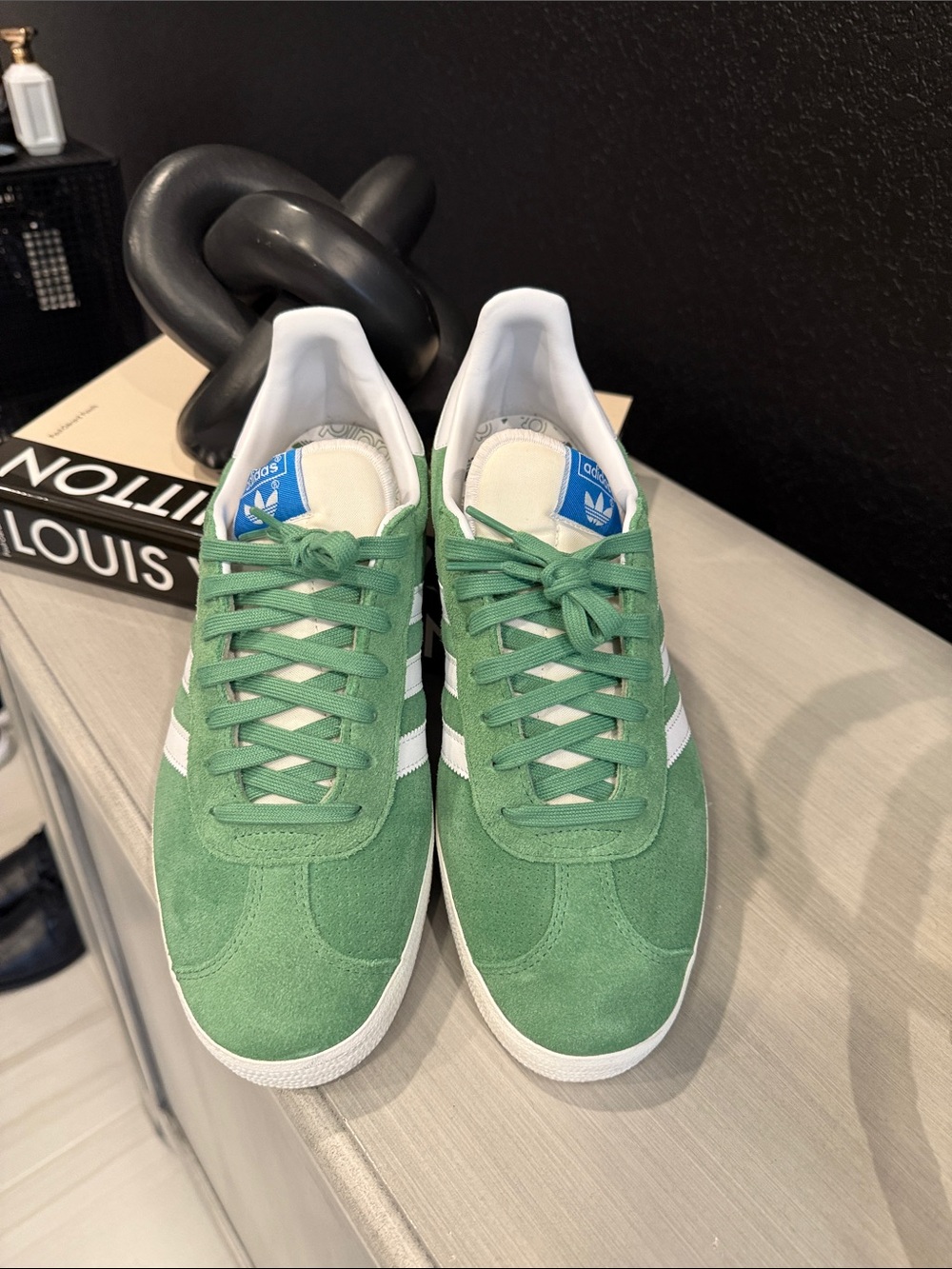 adidas Originals Green Suede Men’s Sneakers with White Stripes